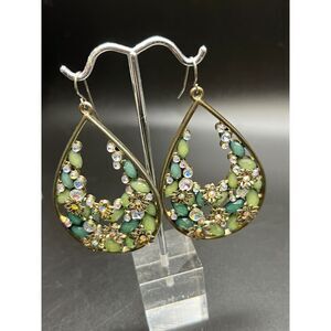 Green Long Drop Earrings